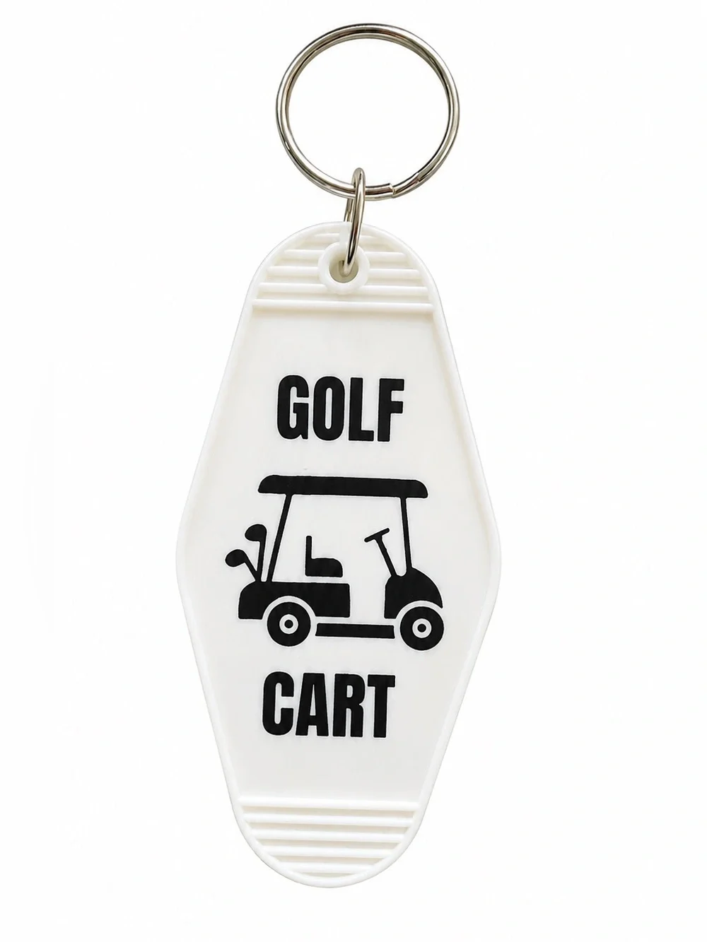 Golf Cart Motel Style Keychain White Plastic Hotel Key Tag